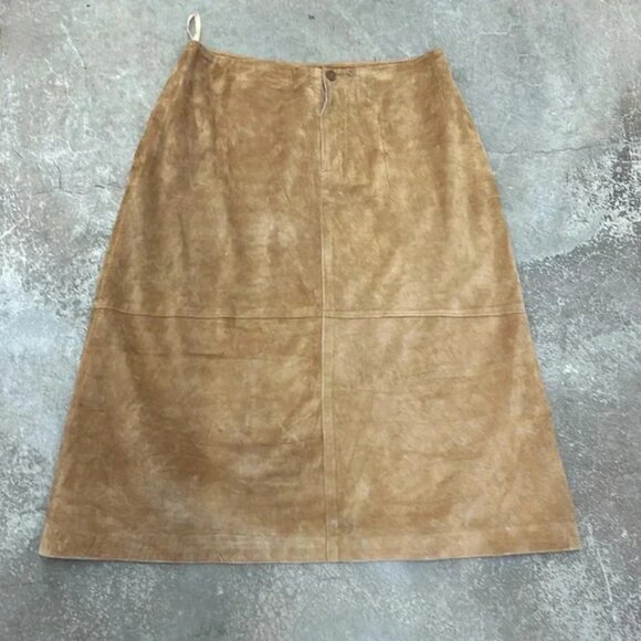 Camel  midi suede skirt - Picture 1 of 6